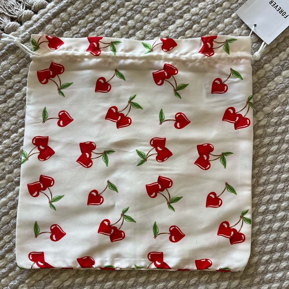 New Forever 21 Cherries Silk Lingerie Bag